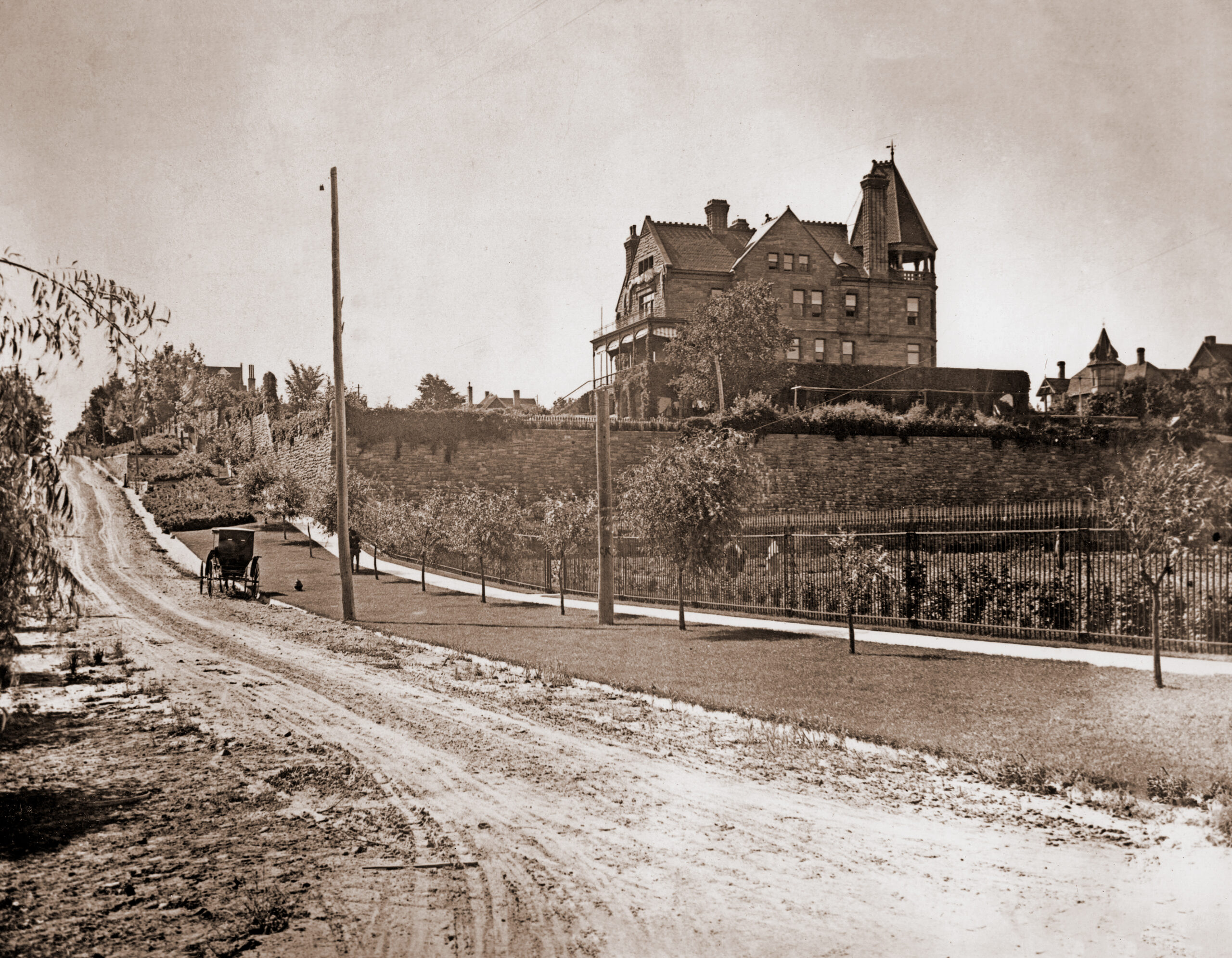 View of the Longyear mansion in Marquette, Michigan, circa 1895.