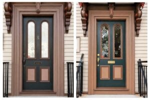 Before and after painting of historic house door